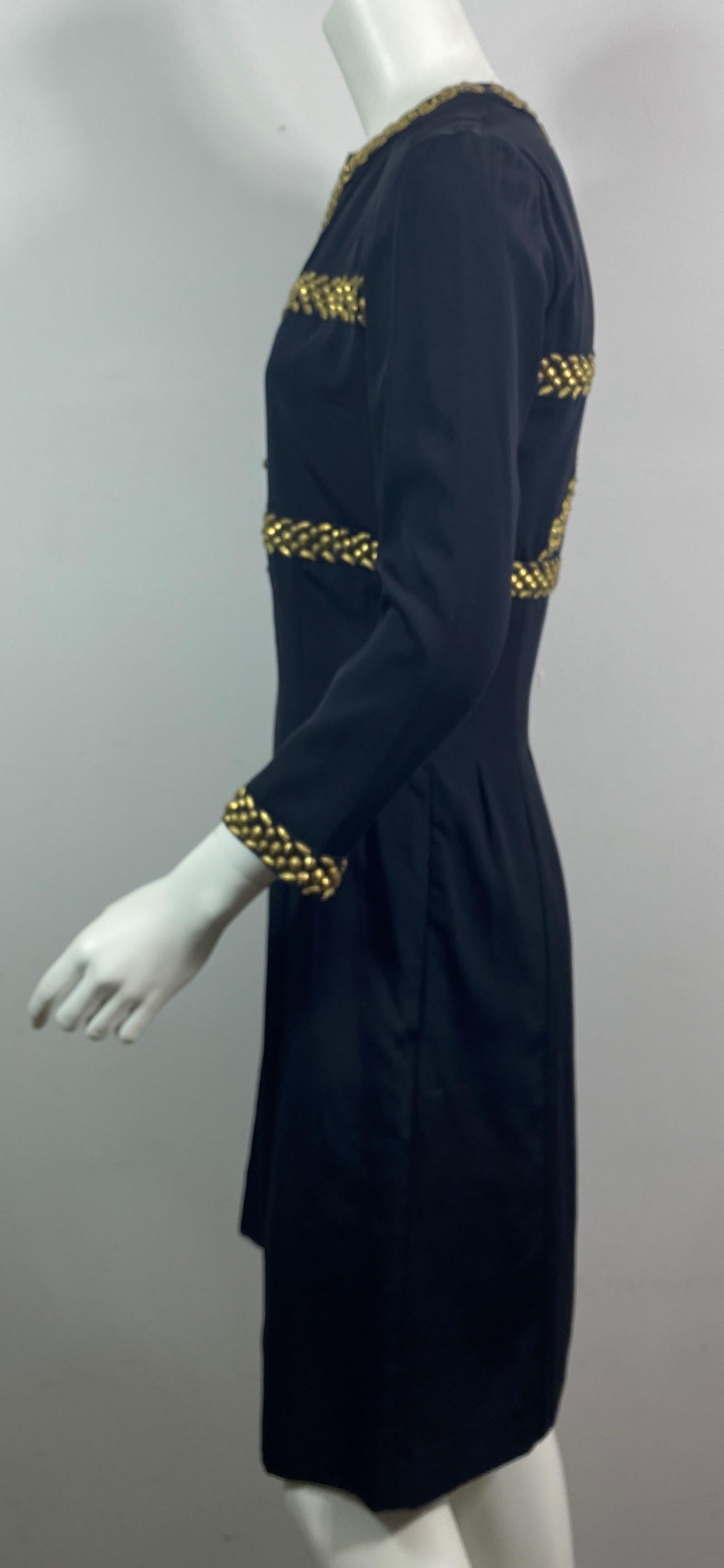 Chloe Spring 2003 Bronze Embellished Black Dress - Size 36 For Sale 3