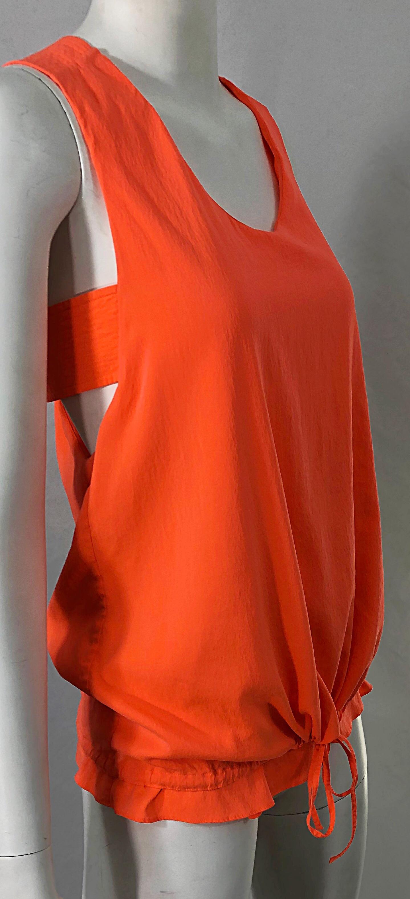 Chloé et Clare Waight Keller - Haut sans manches en soie orange avec Fizz, printemps-été 2013 Pour femmes en vente