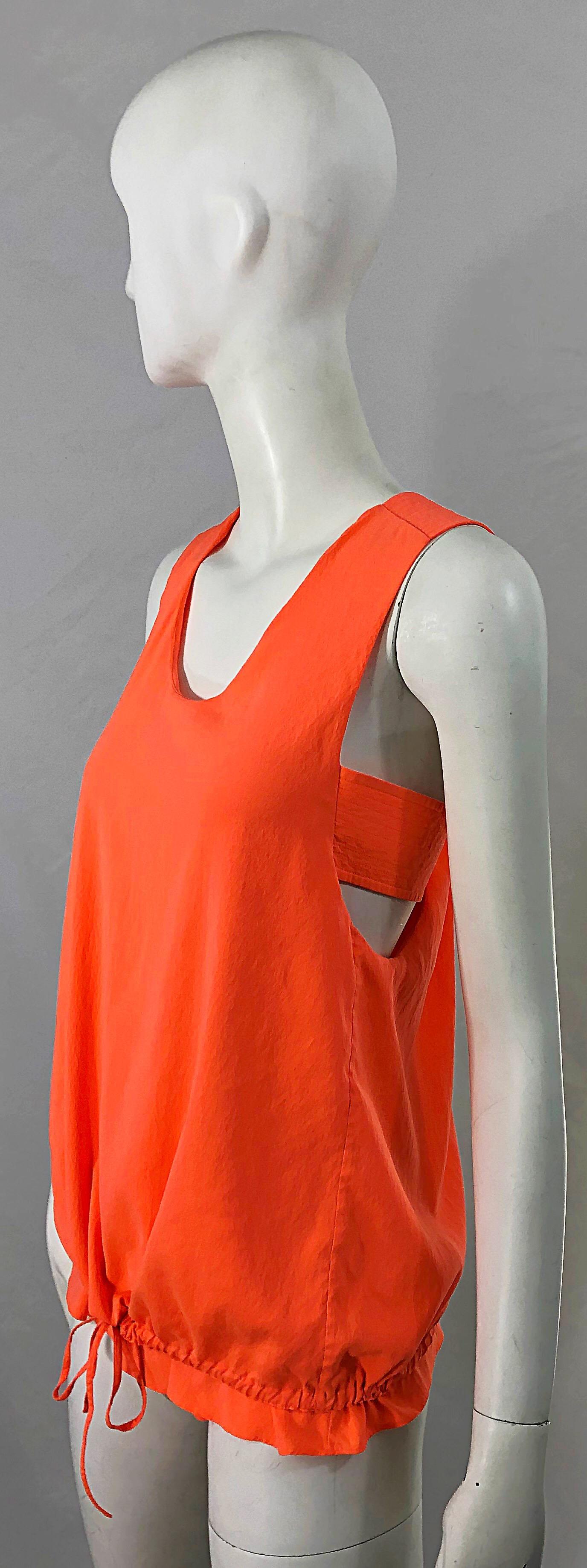 Red Chloe Spring Summer 2013 Clare Waight Keller Orange Fizz Sleeveless Silk Top  For Sale