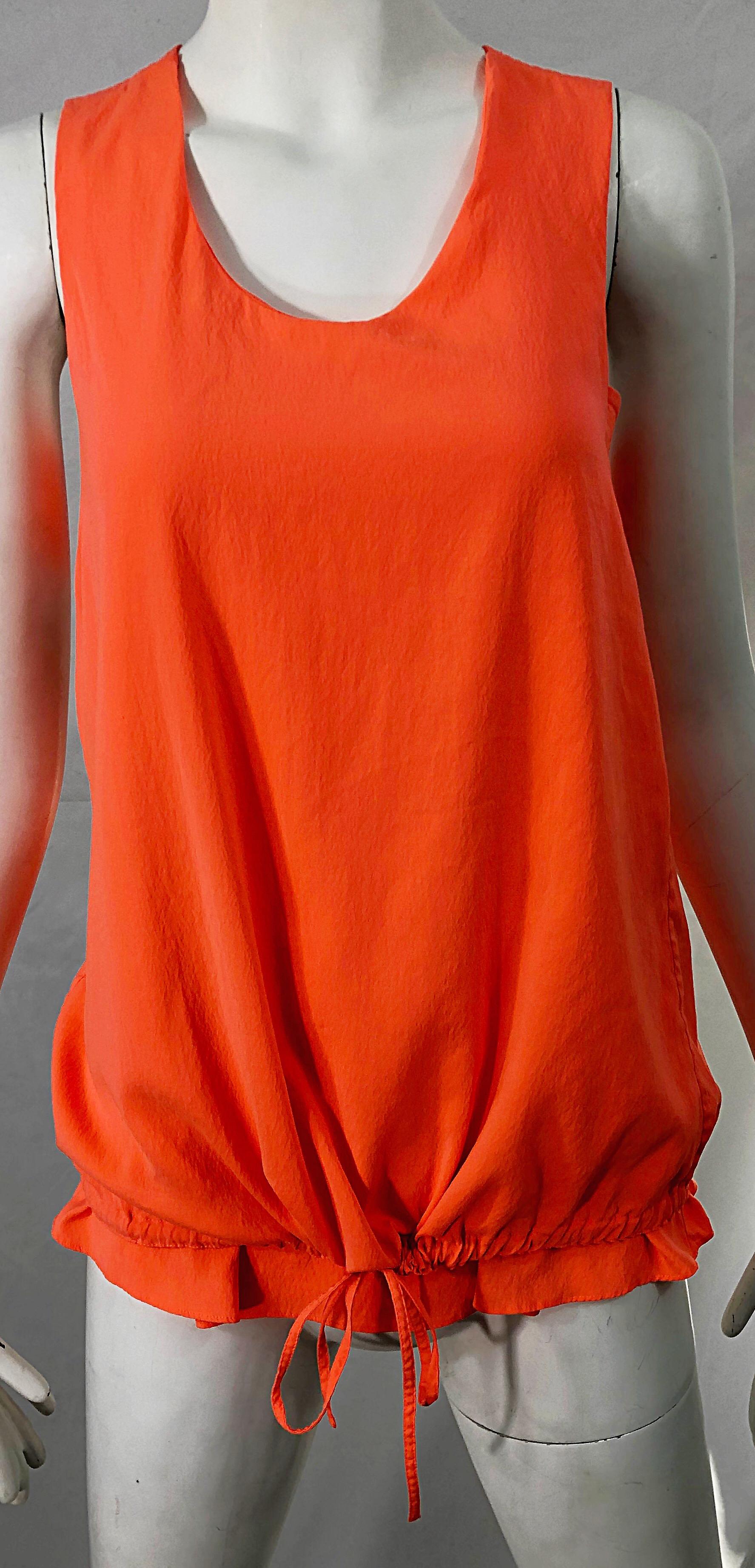 Chloe Spring Summer 2013 Clare Waight Keller Orange Fizz Sleeveless Silk Top  In Excellent Condition For Sale In San Diego, CA