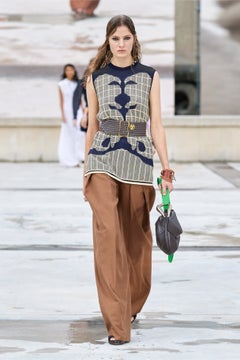 Chloé Spring/Summer 2021 Intarsia Knit Sleeveless Tunic in Night Blue Size S