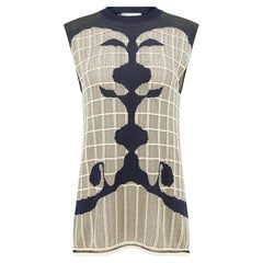 Chloé Spring/Summer 2021 Intarsia Knit Sleeveless Tunic in Night Blue Size S