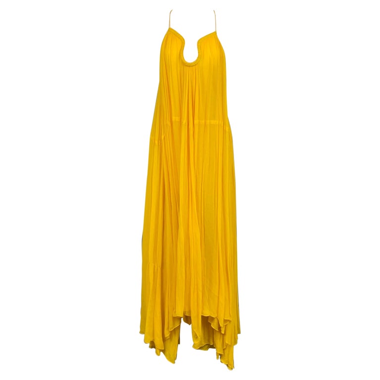 chinese dress ladies CHLOE SS 2015 Size 4 Corn Yellow Silk-Voile Maxi Dress