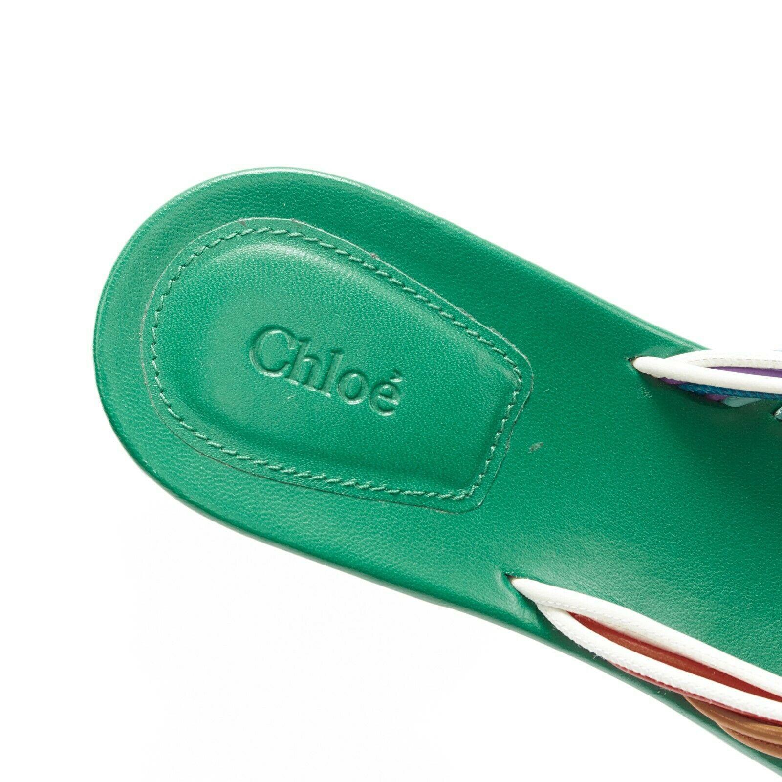 CHLOE SS16 rainbow strappy knotted open toe cork platform slide sandals EU39 3