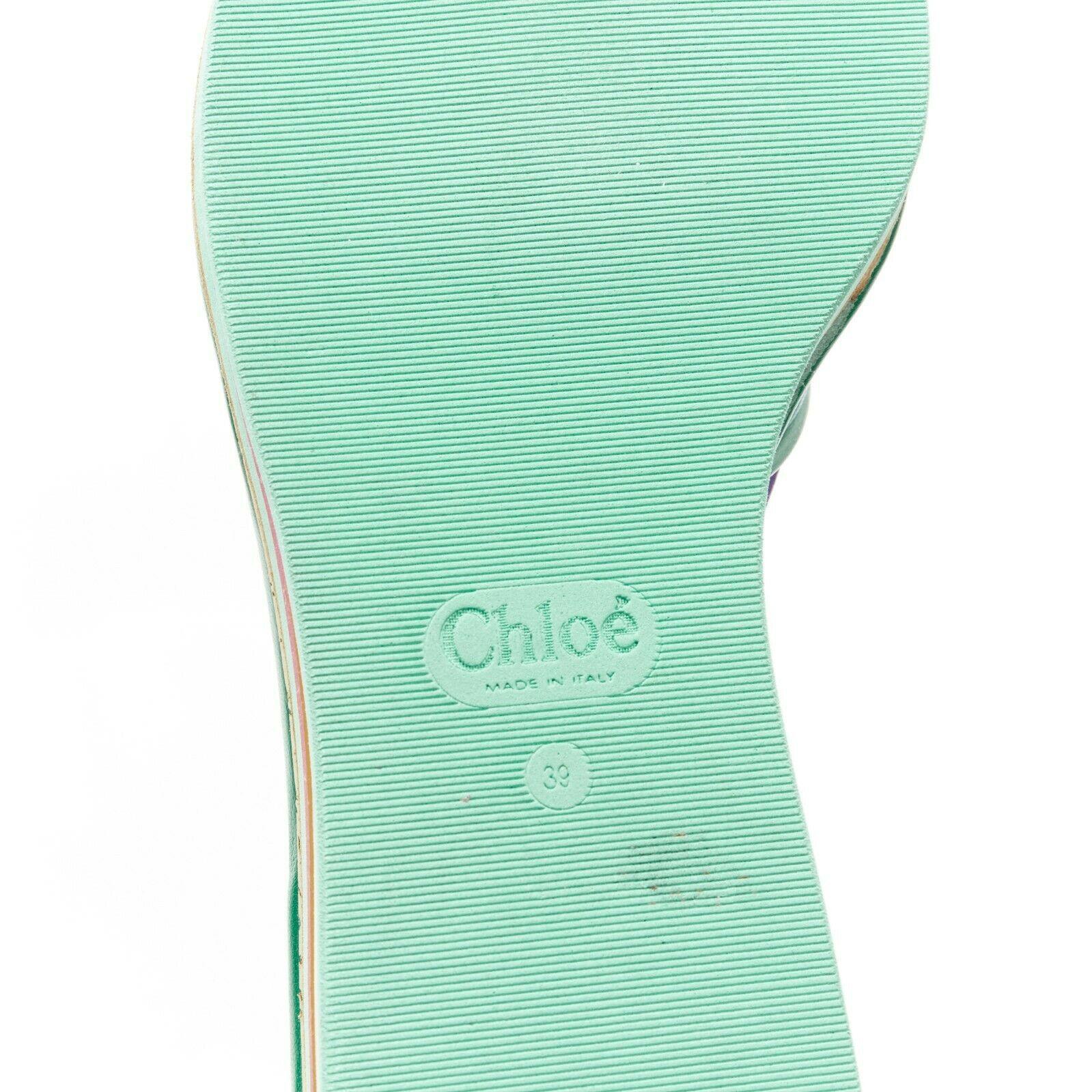 CHLOE SS16 rainbow strappy knotted open toe cork platform slide sandals EU39 4