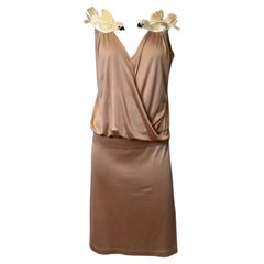 Chloé SS1999 by Stella McCartney Silk Jersey Wrap Dress with Gold Bird Embellish