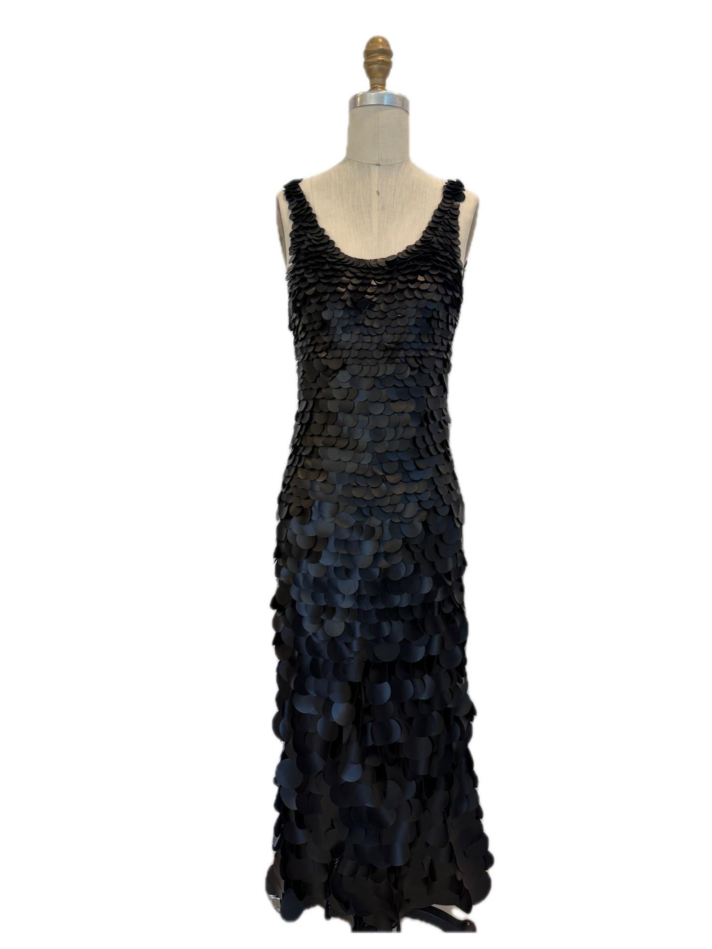 Chloé SS2008 Robe de soirée longue en cuir noir et paillettes FR 36 (US 4) Excellent état - En vente à Woodland Hills, CA