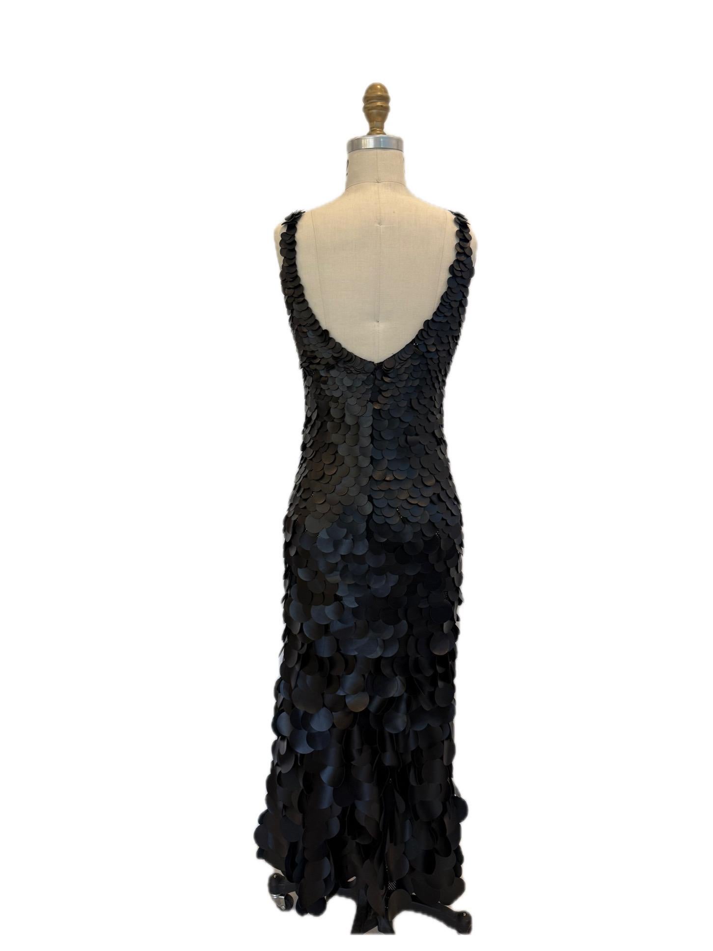 Chloé SS2008 Robe de soirée longue en cuir noir et paillettes FR 36 (US 4) en vente 1