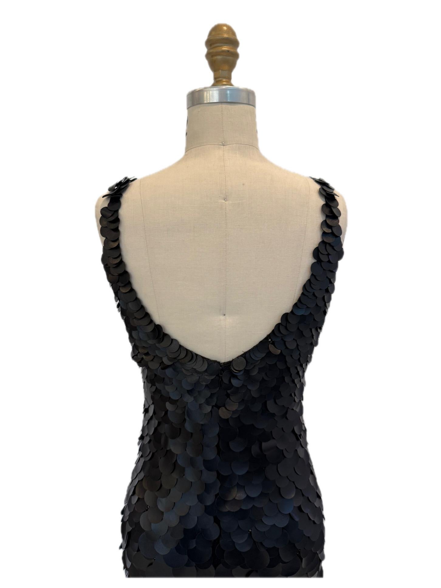 Chloé SS2008 Robe de soirée longue en cuir noir et paillettes FR 36 (US 4) en vente 2