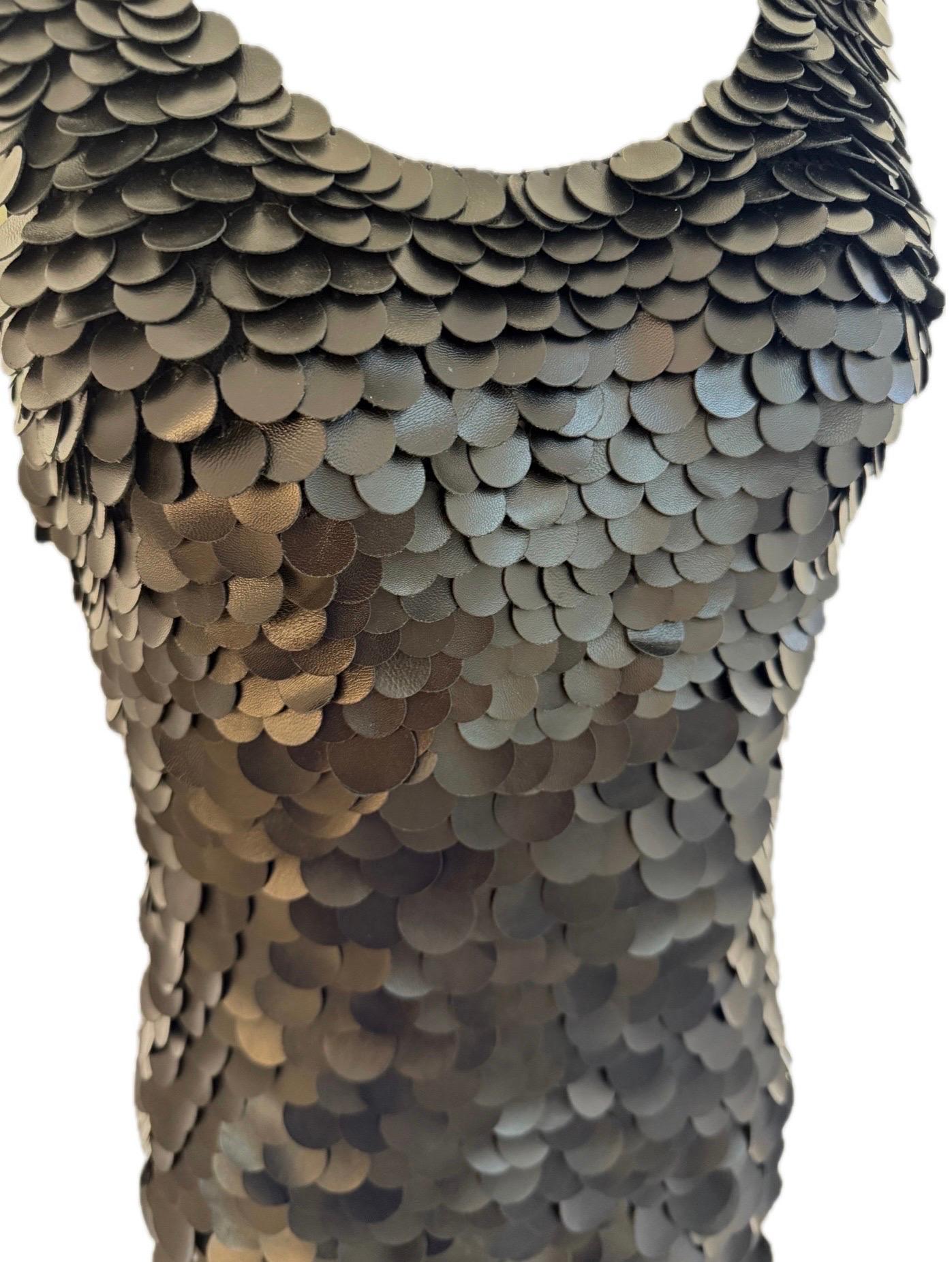 Chloé SS2008 Robe de soirée longue en cuir noir et paillettes FR 36 (US 4) en vente 3