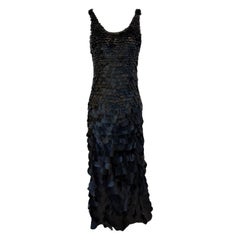 Chloé SS2008 Black Leather Paillette Maxi Evening Gown FR 36 (US 4)