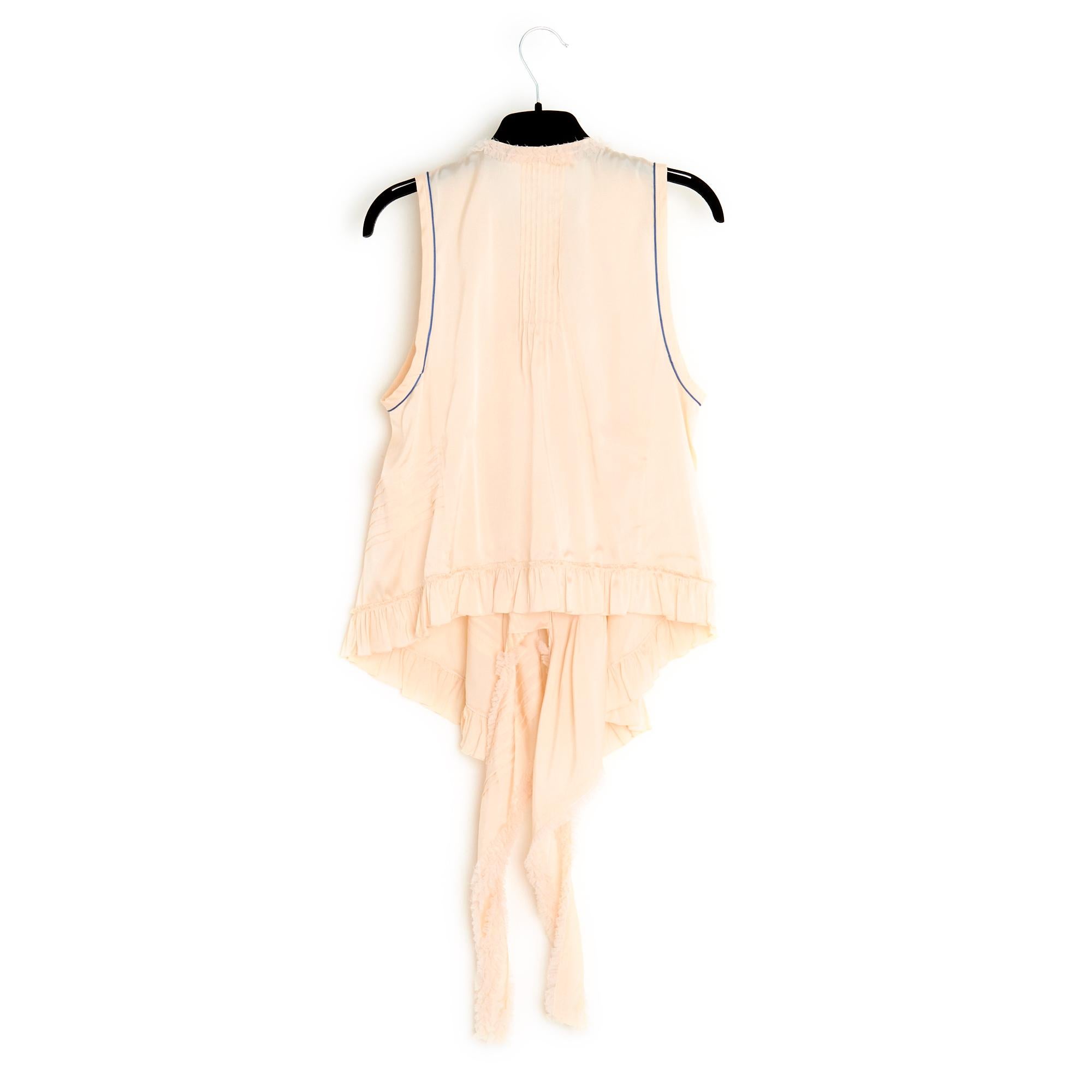 Chloé SS2018 Apricot Silk Ruffles Top US6 For Sale 1