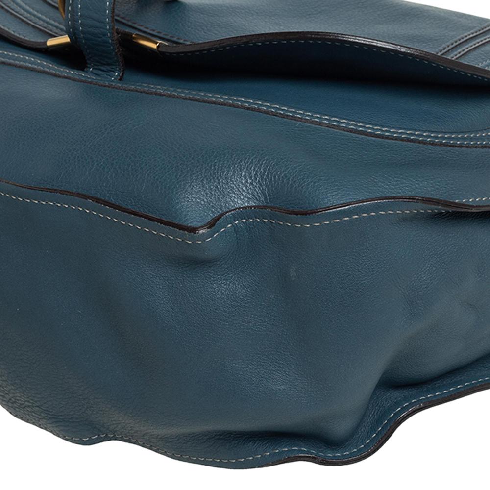 Chloe Stahlblaues Leder Großer Marcie Hobo 6