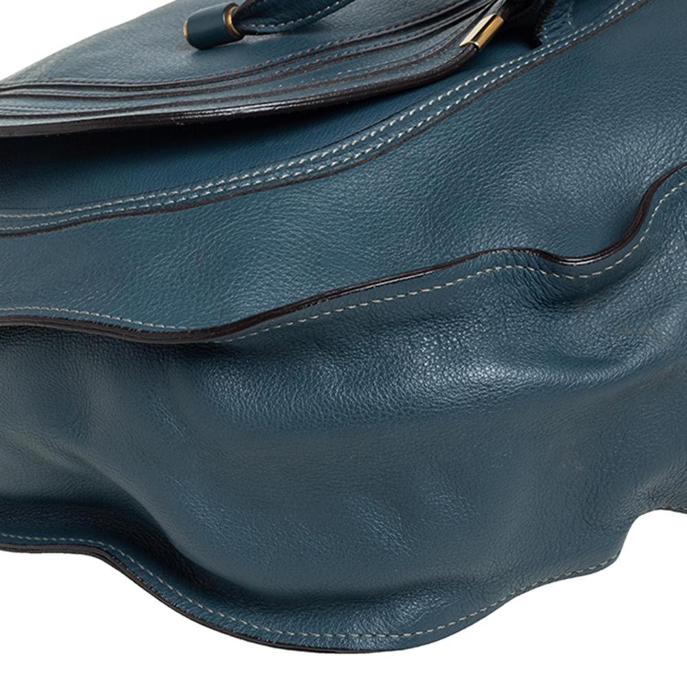 Chloe Stahlblaues Leder Großer Marcie Hobo 7