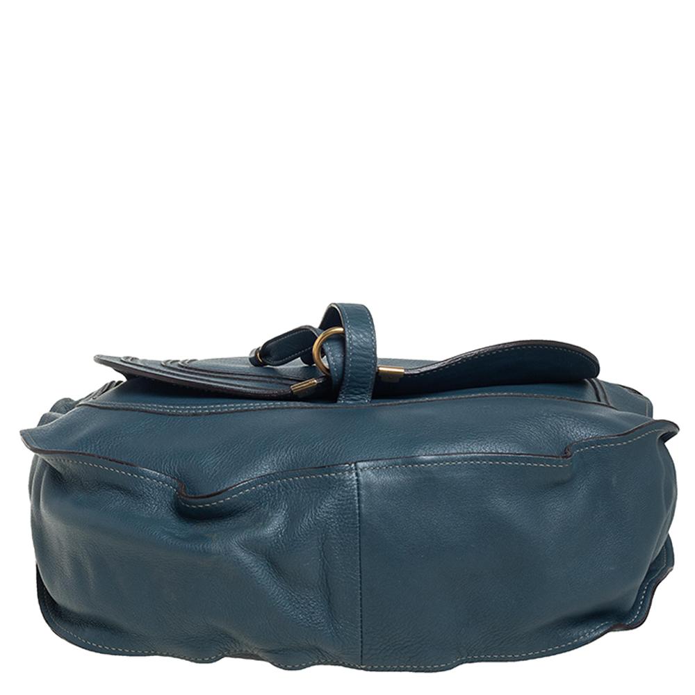 Chloe Stahlblaues Leder Großer Marcie Hobo Damen