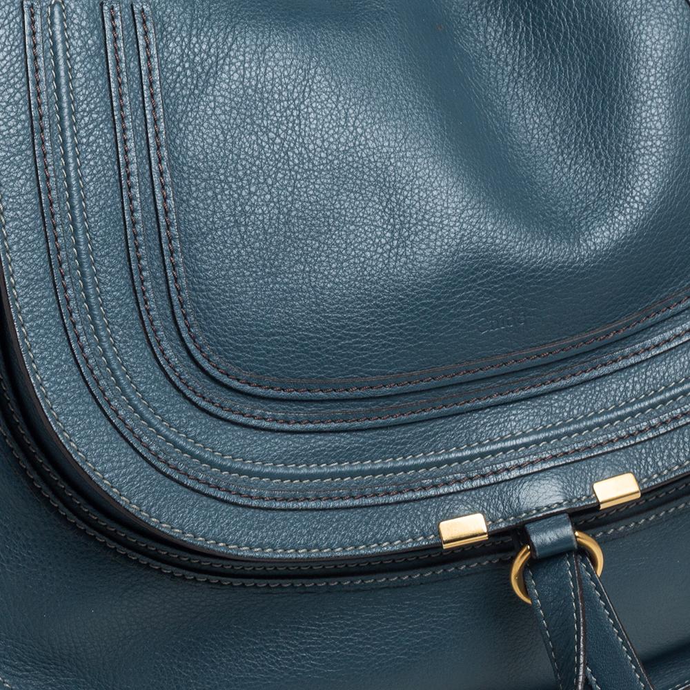 Chloe Stahlblaues Leder Großer Marcie Hobo 1