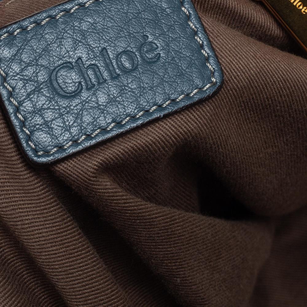 Chloe Stahlblaues Leder Großer Marcie Hobo 4