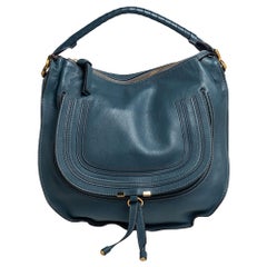 Chloe Steel Blue Leather Large Marcie Hobo