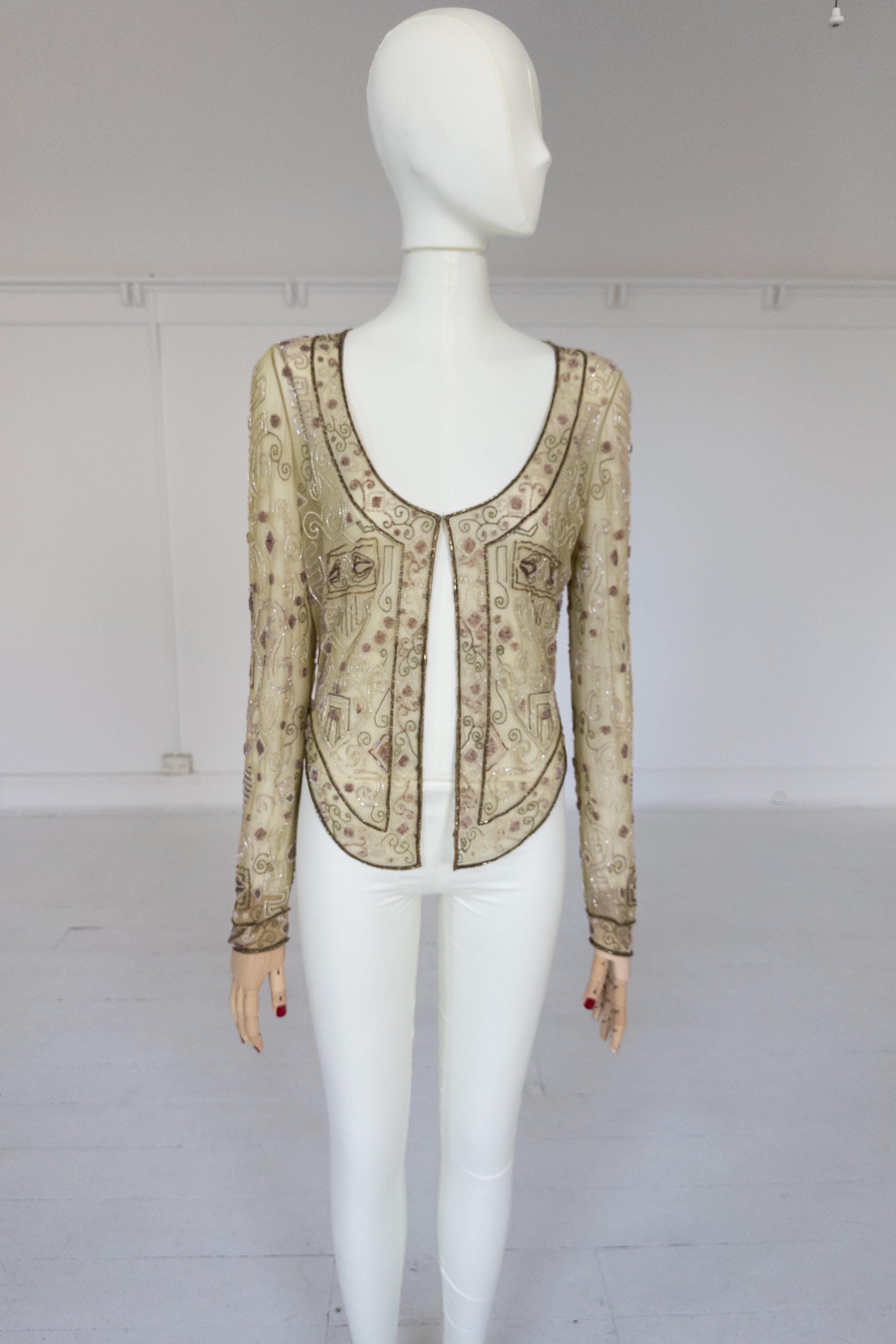 Marron Chloe Stella McCartney F/W 2000 Runway Beaded Embellished Top Gisele Bündchen