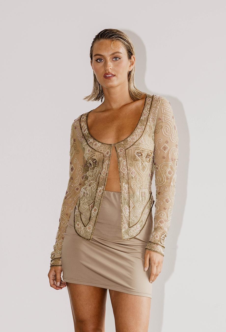  Chloe Stella McCartney F/W 2000 Runway Beaded Embellished Top Gisele Bündchen Unisexe 