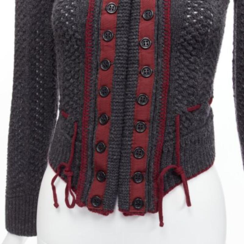CHLOE Stella McCartney Vintage grey wool burgundy military cropped cardigan S
Reference: TGAS/D00737
Brand: Chloe
Designer: Stella McCartney
Material: Wool
Color: Grey, Burgundy
Pattern: Solid
Closure: Hook & Eye
Extra Details: Drawstring detail