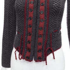 CHLOE Stella McCartney Vintage wool burgundy military trim cropped cardigan S