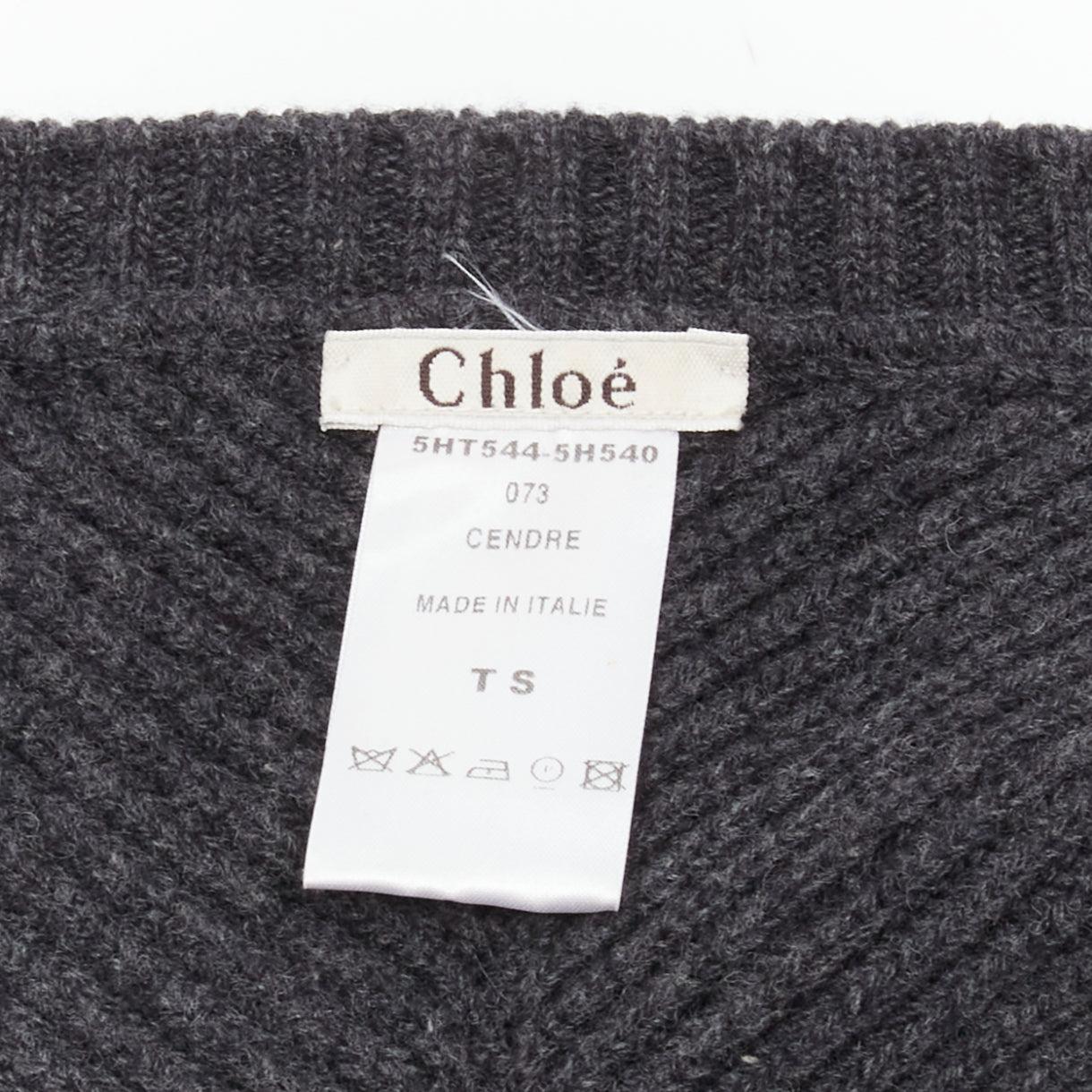 CHLOE Stella McCartney Vintage wool burgundy military trim cropped cardigan S For Sale 5