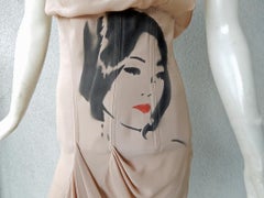 Chloe Stella Vintage Rare Runway Silk Asymmetric Asian Silk Corset Dress