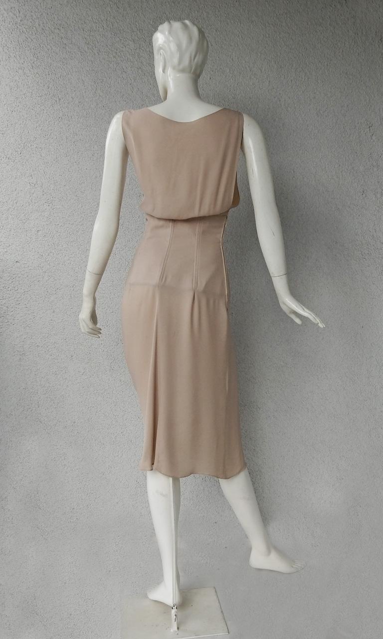 Beige Chloe Stella Vintage Rare Runway Silk Asymmetric Asian Silk Corset Dress 