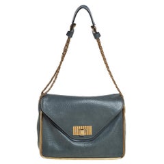 Chloe Stone Blue Leather Medium Sally Flap Shoulder Bag