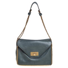 Chloe Stone Blue Leather Medium Sally Flap Shoulder Bag