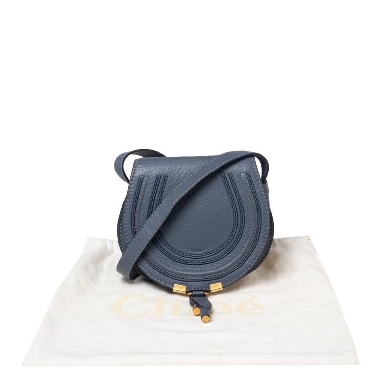 Chloe Stone Blue Leather Mini Marcie Crossbody Bag 3