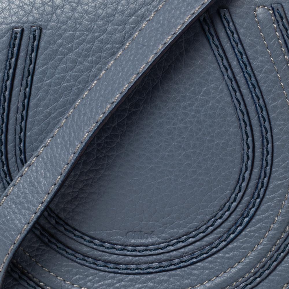 Gray Chloe Stone Blue Leather Mini Marcie Crossbody Bag