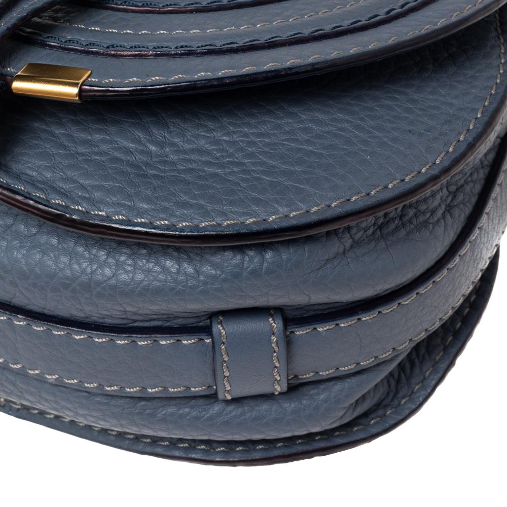 Chloe Stone Blue Leather Mini Marcie Crossbody Bag 1