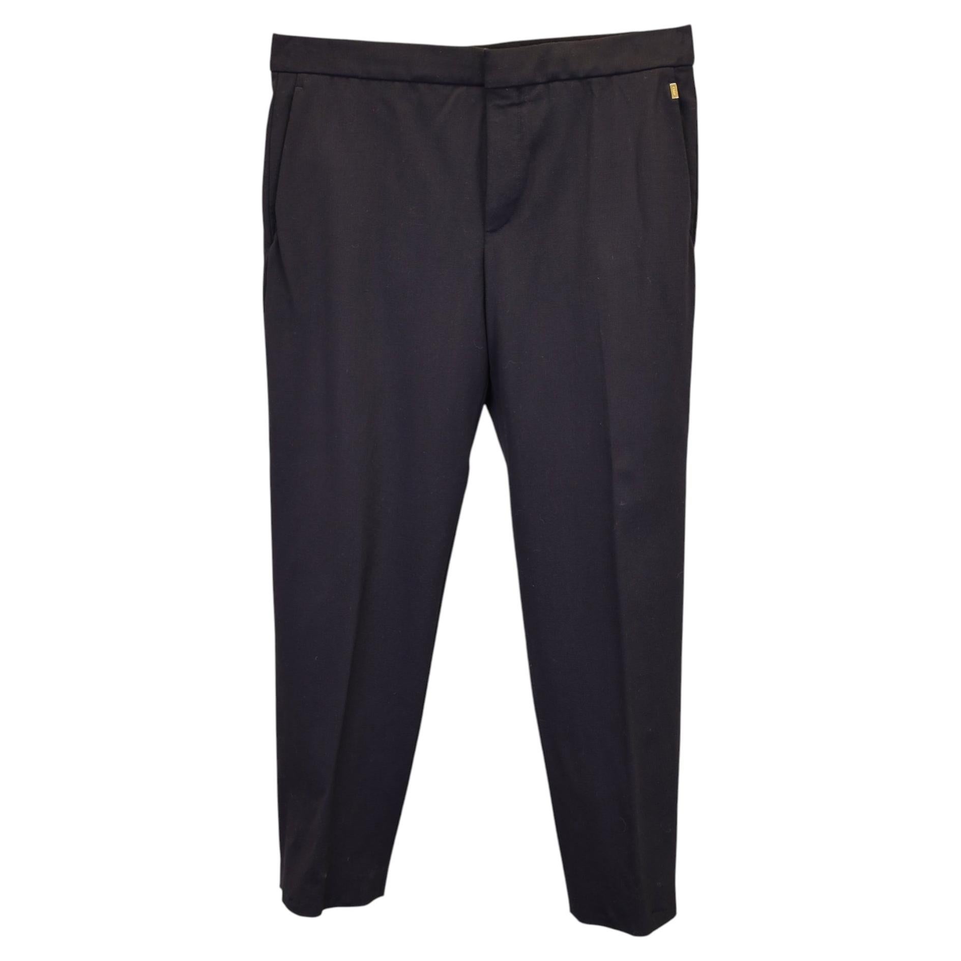 Chloe-Hose mit geradem Bein aus schwarzer Schurwolle