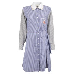 Chloé Striped Long Sleeve Embroidered Shirt Dress Size M