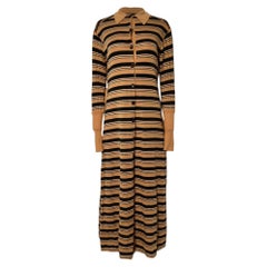Abito lungo a camicia a righe Chloé in lana marrone