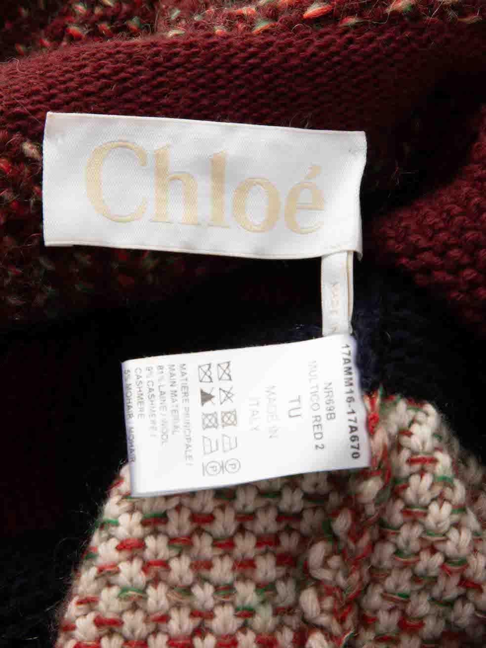 Women's Chloé Striped Wool Hooded Knitted Zip Poncho Size M For Sale