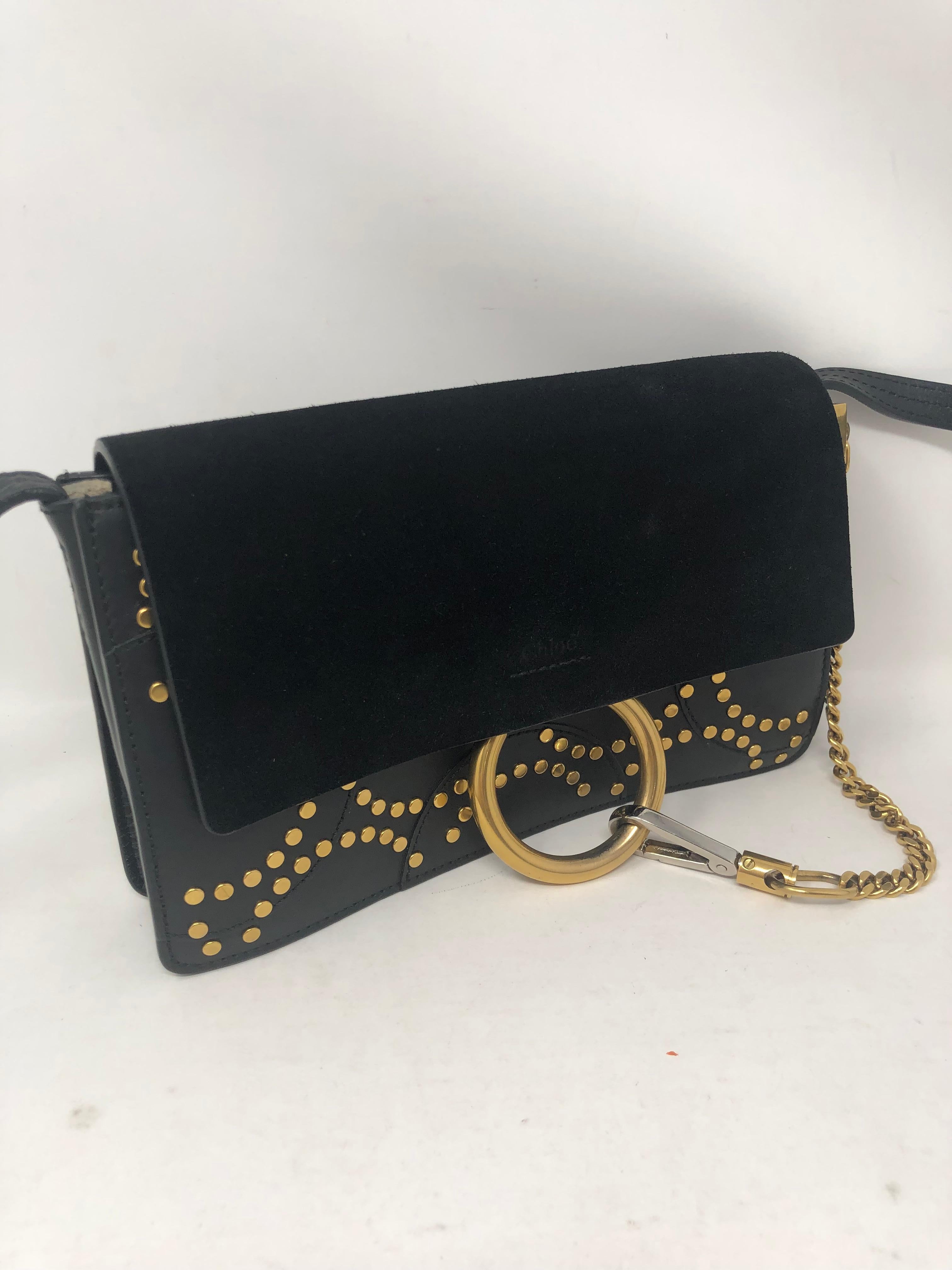 Chloe Black Crossbody with Gold Studs. Detailed leather bag in mint condition. New with tags. Guaranteed authentic. 