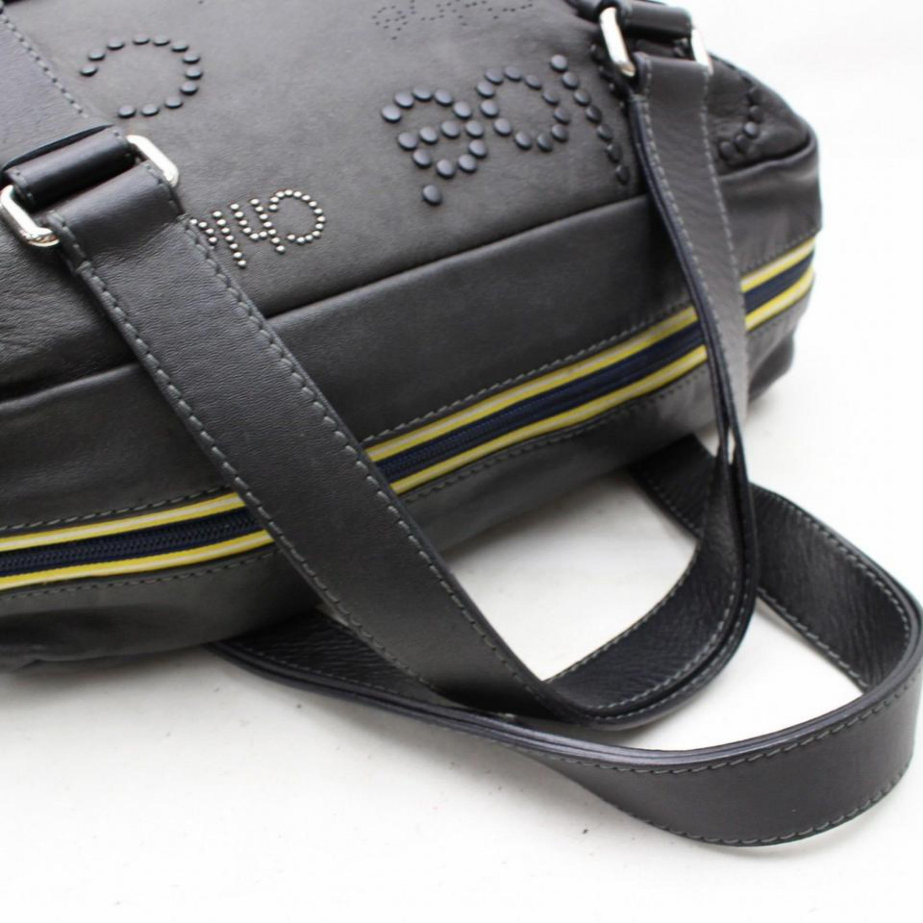 Chloé Studded Logo Boston Duffle 868209 Black Leather Weekend/Travel Bag For Sale 6