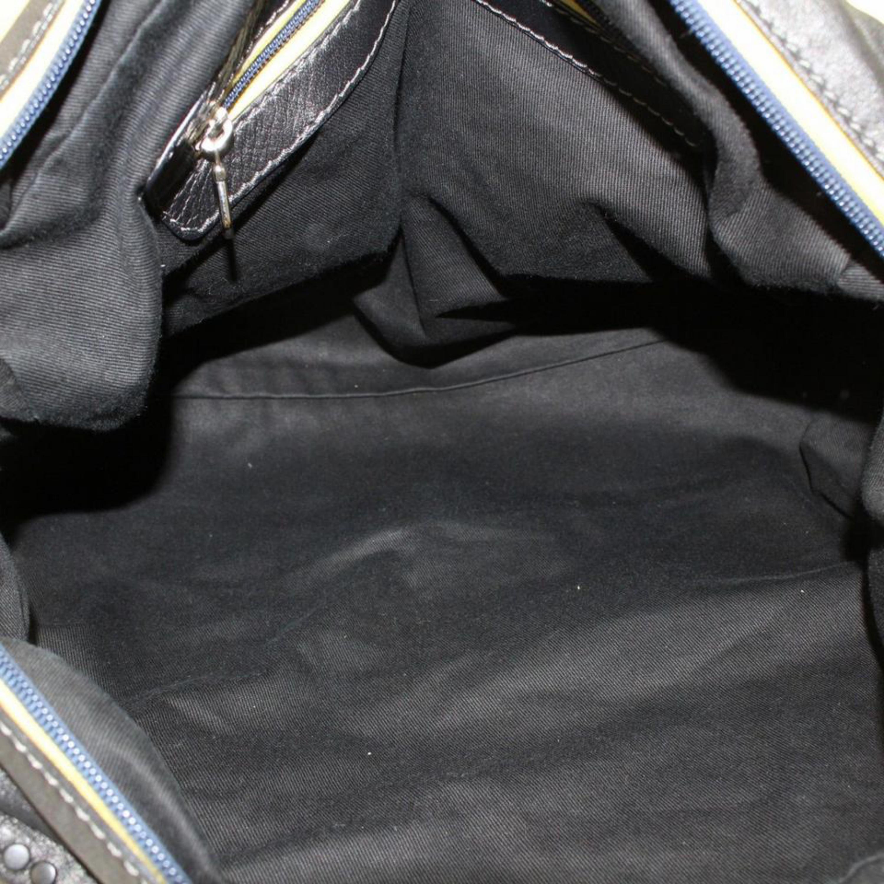 Chloé Studded Logo Boston Duffle 868209 Black Leather Weekend/Travel Bag For Sale 7