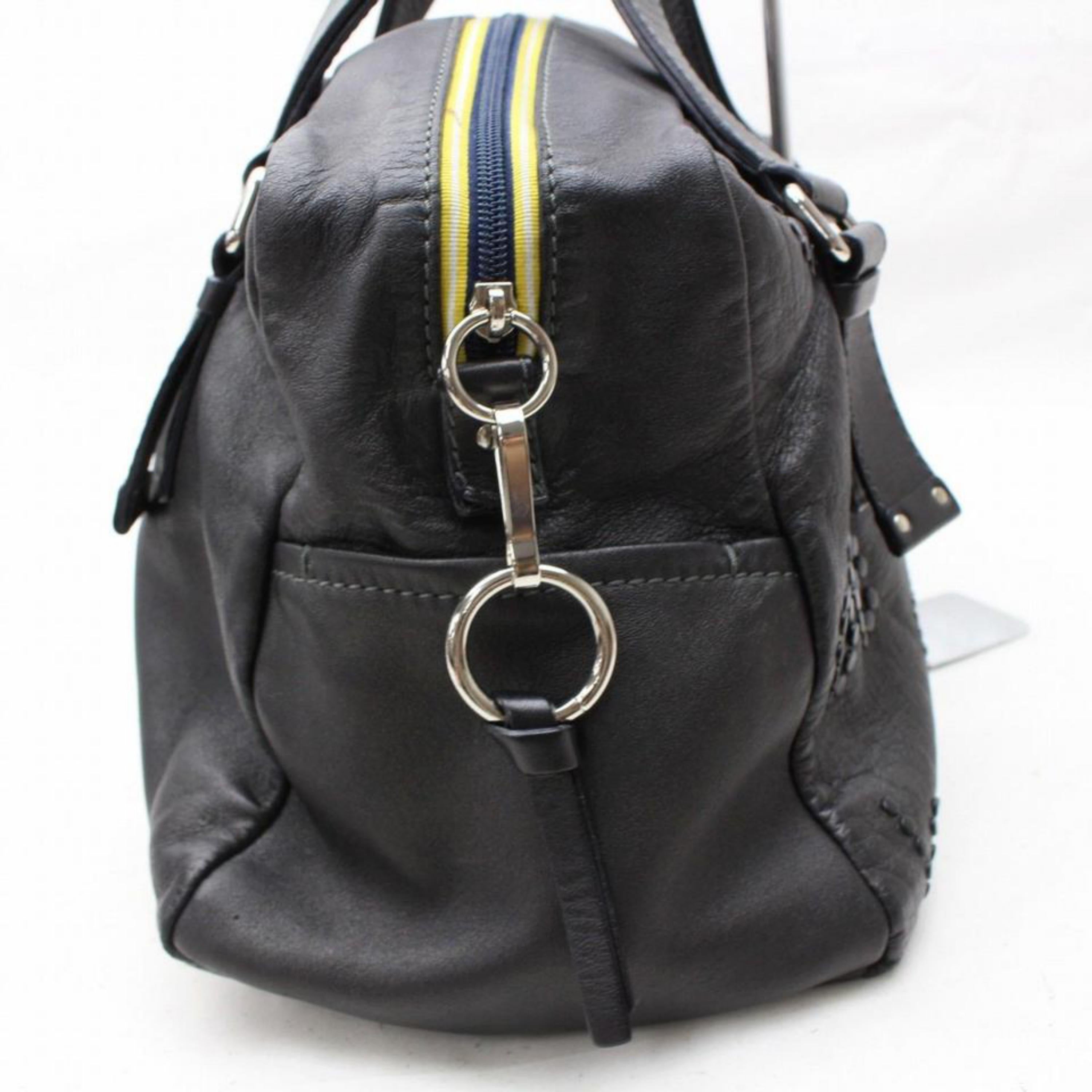 Chloé Studded Logo Boston Duffle 868209 Black Leather Weekend/Travel Bag For Sale 2