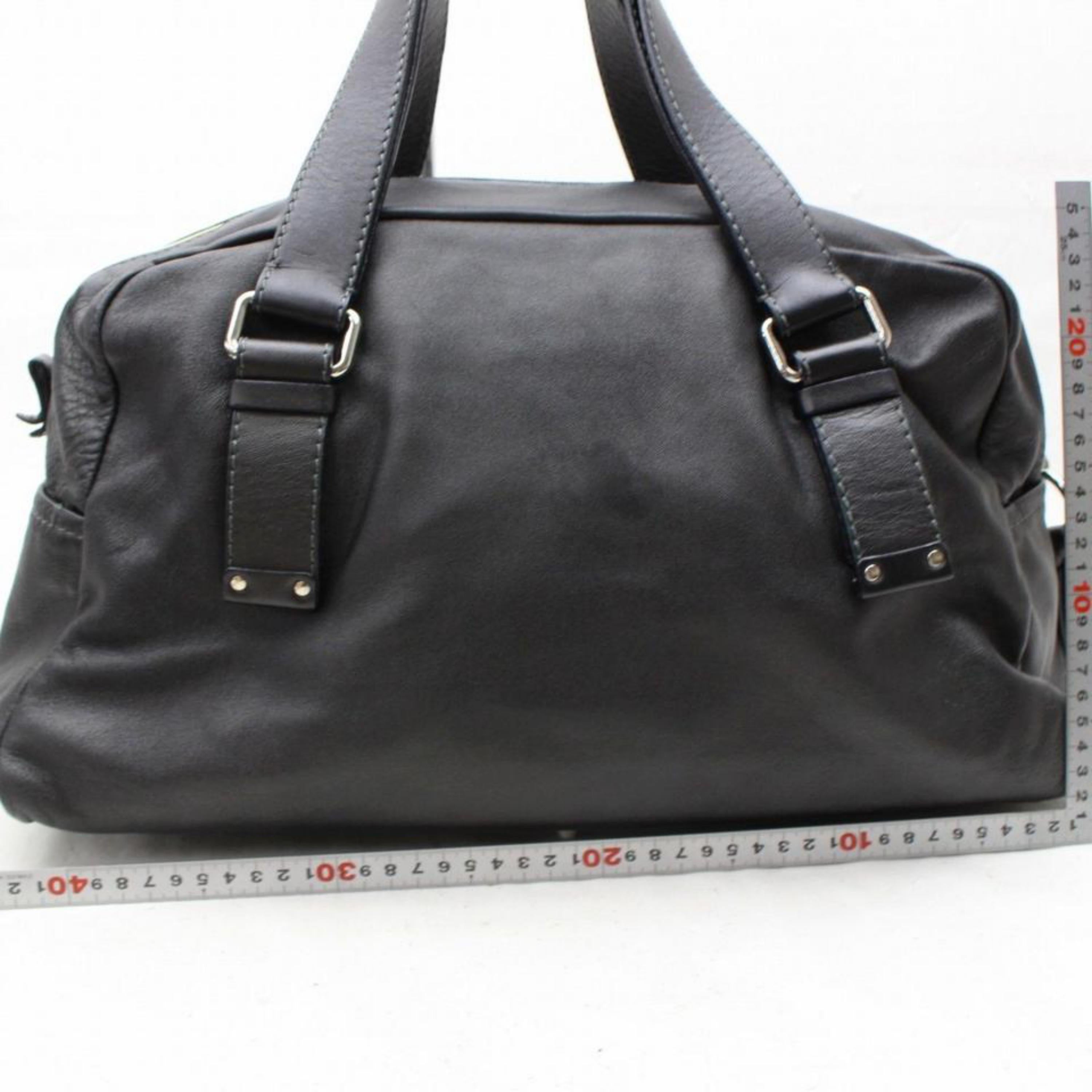 Chloé Studded Logo Boston Duffle 868209 Black Leather Weekend/Travel Bag For Sale 4