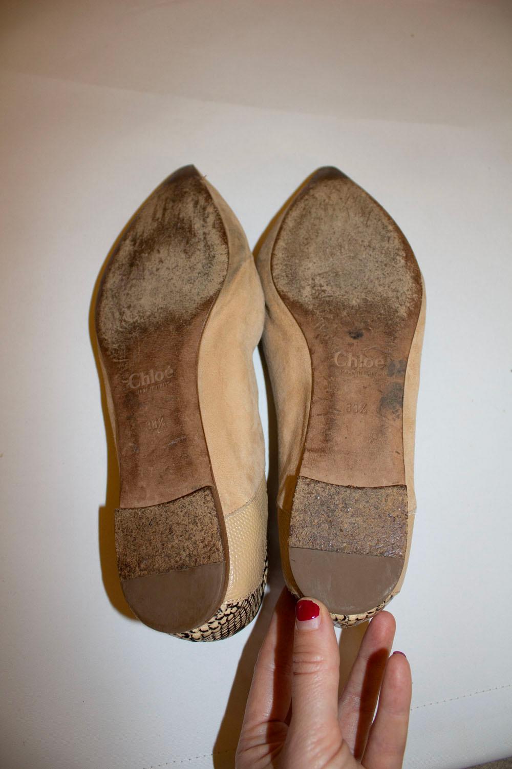 Chloe Suede and Snakeskin Flats In Good Condition For Sale In London, GB