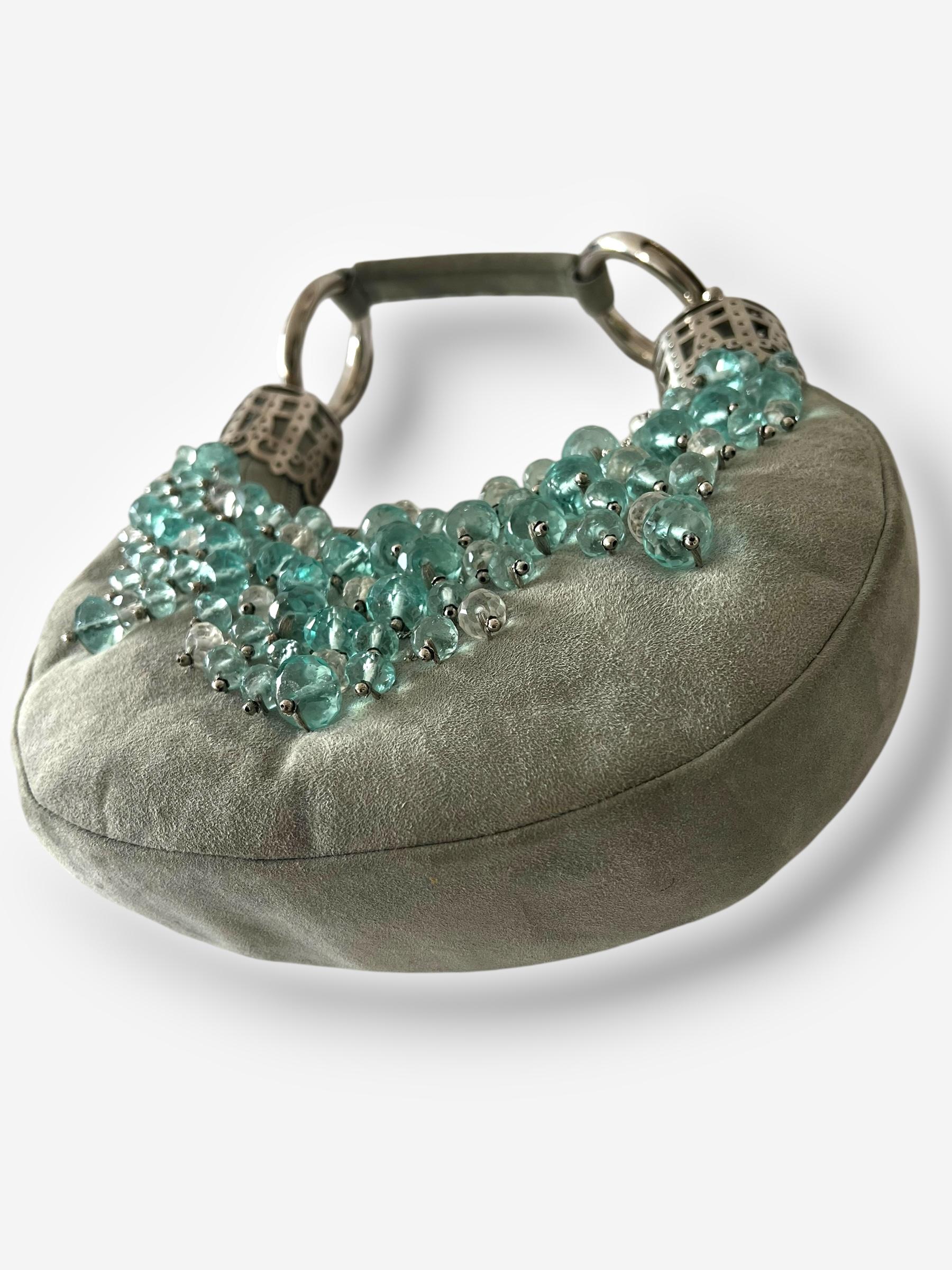 Grigio Borsa Hobo con braccialetto di perline in pelle scamosciata di Chloé - Phoebe Philo in vendita