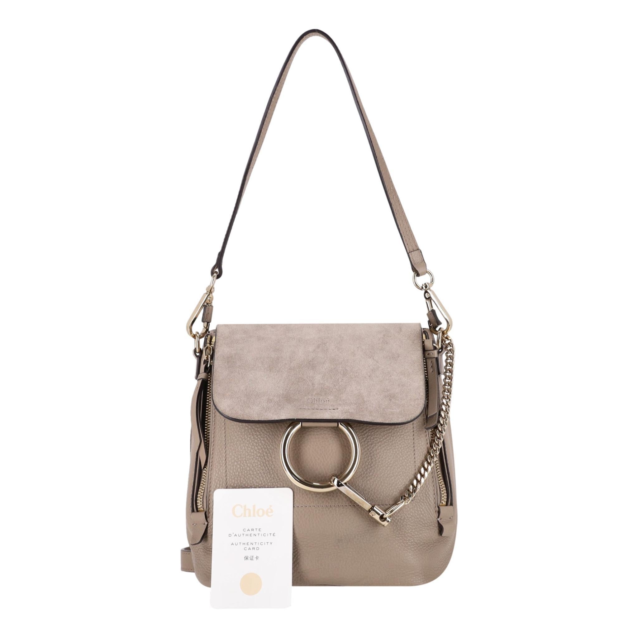 Chloe Suede & Calfskin Small Faye Backpack en vente 3