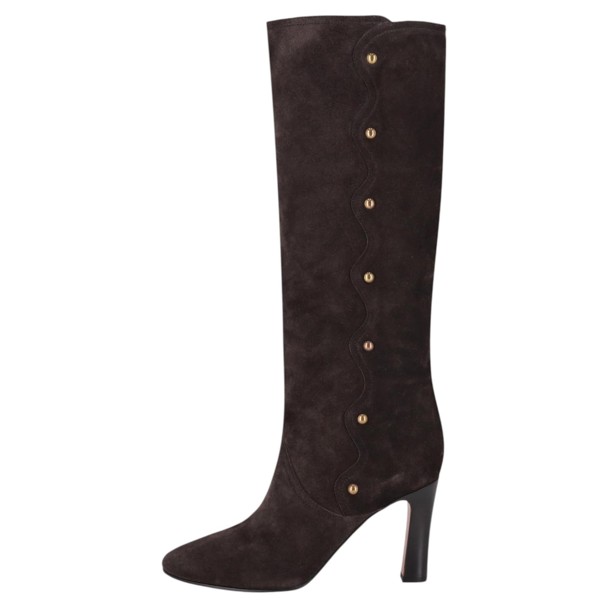 Chloe Suede Studded Knee-High Boots