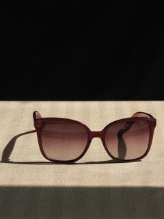 Chloé Sunglasses Square Burgundy Gradient Lens w/Case and Cloth 2000's