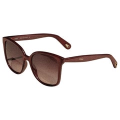 Chloé Sunglasses Square Burgundy Gradient Lens w/Case and Cloth 2000's