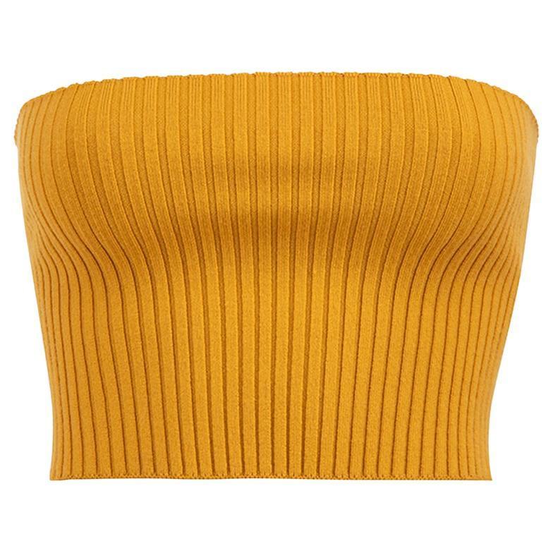 Chloé Sunlight Yellow Knit Ribbed Strapless Top Size XS For Sale